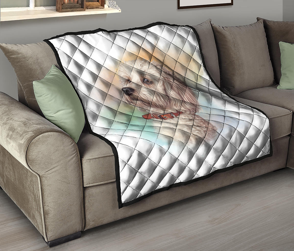 Poodle Portrait Print Quilt