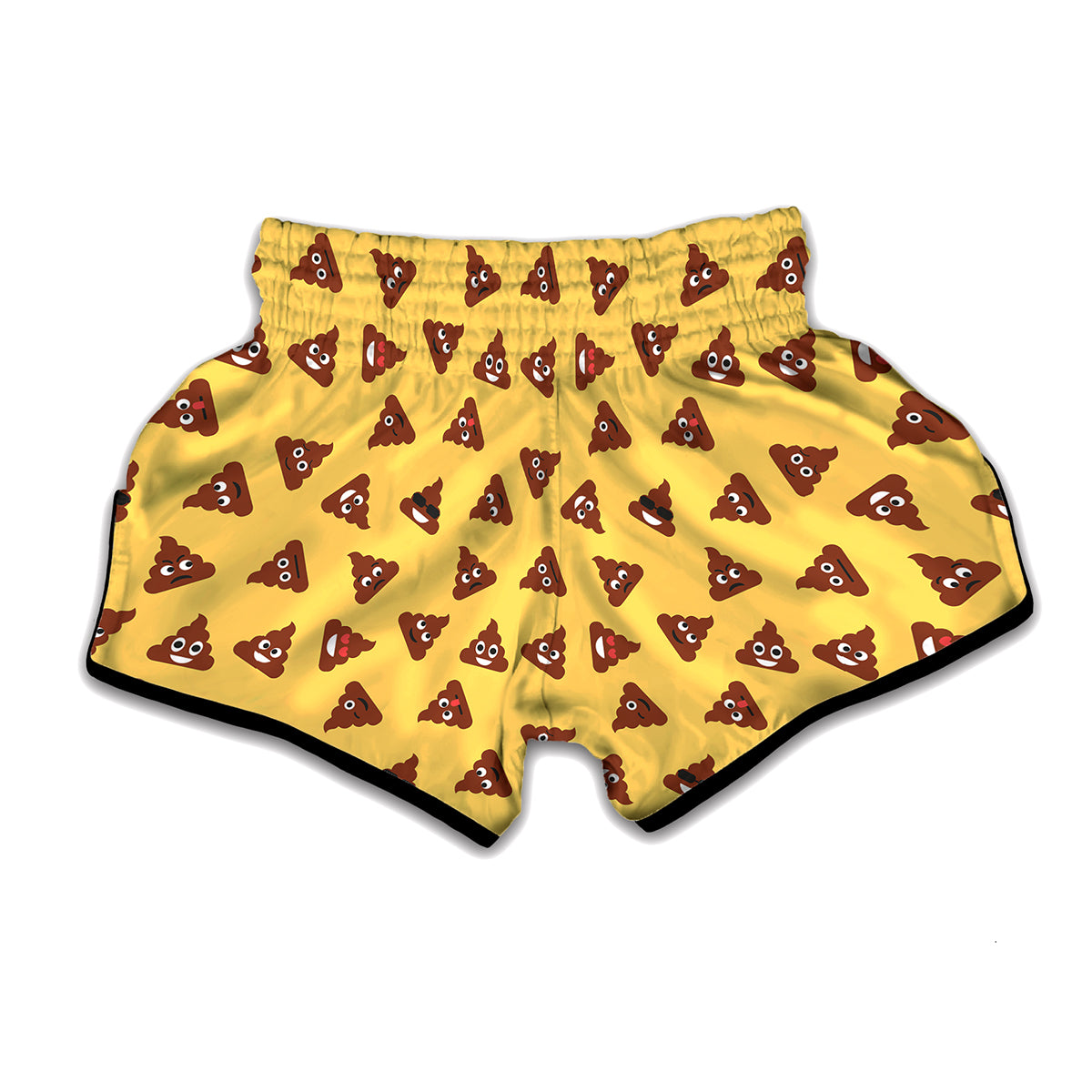 Poop Emoji Pattern Print Muay Thai Boxing Shorts