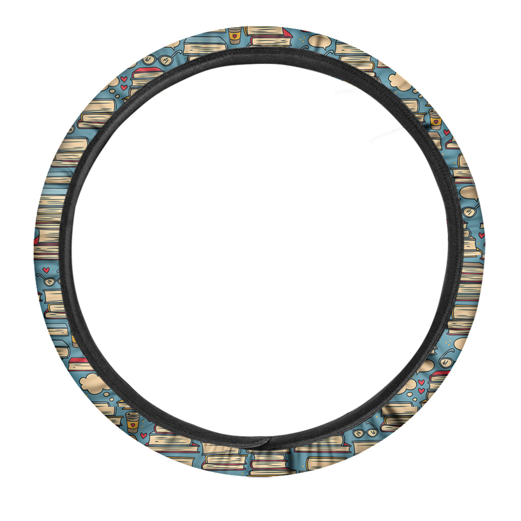 Pop Art Books Pattern Print Car Steering Wheel Cover