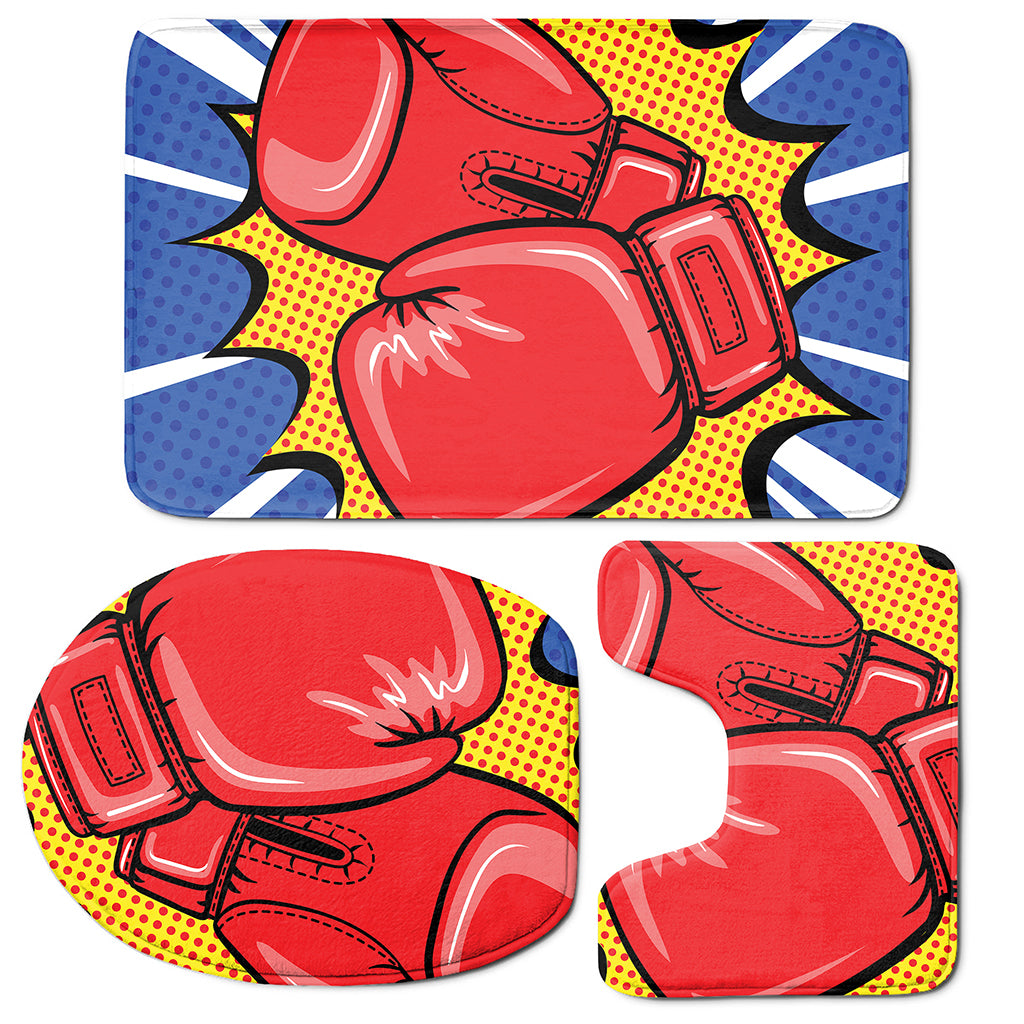 Pop Art Boxing Gloves Print 3 Piece Bath Mat Set