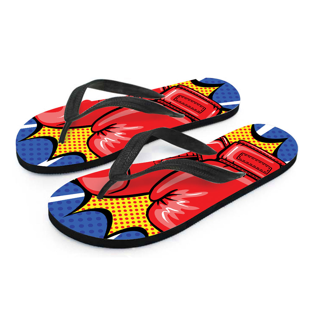 Pop Art Boxing Gloves Print Flip Flops
