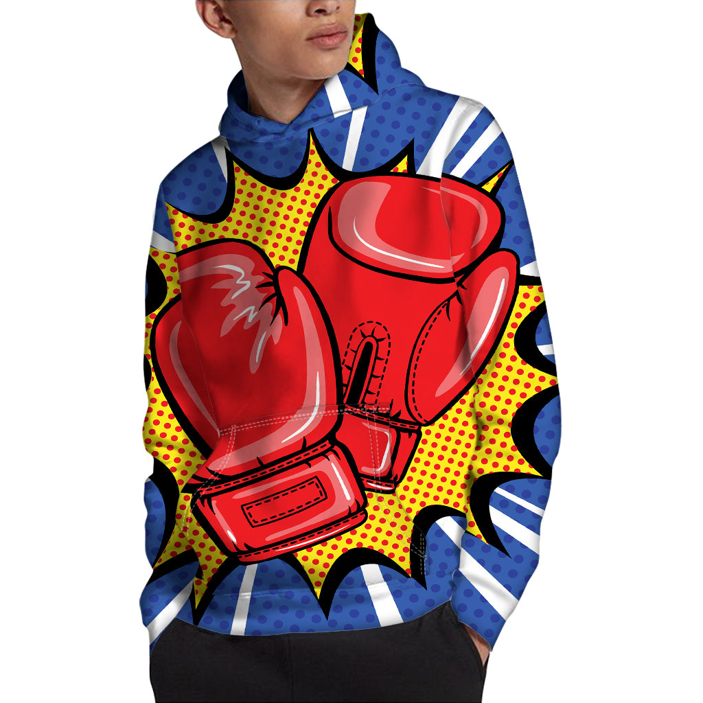 Pop Art Boxing Gloves Print Pullover Hoodie