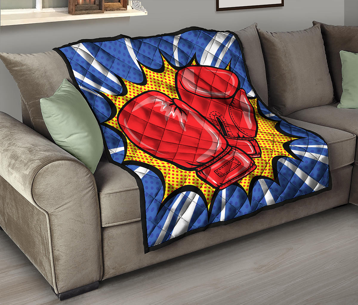 Pop Art Boxing Gloves Print Quilt