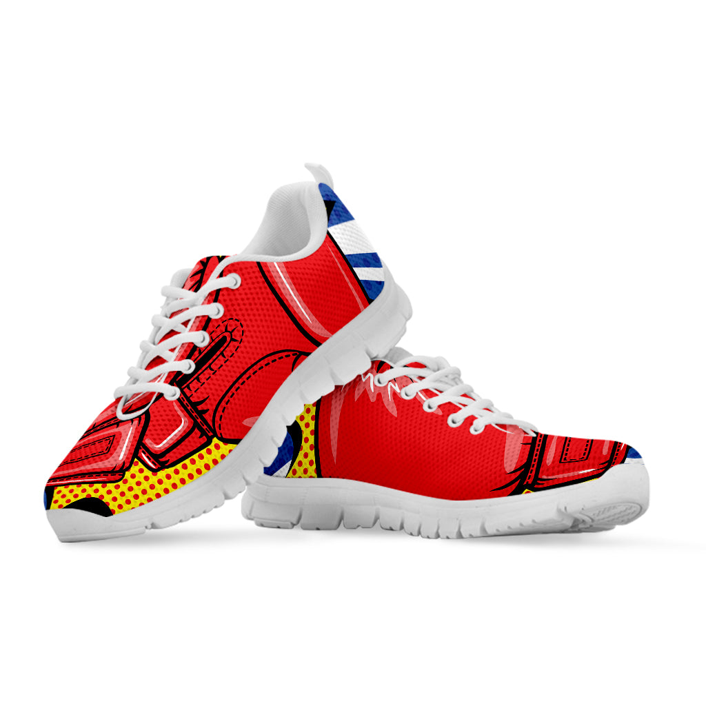 Pop Art Boxing Gloves Print White Sneakers