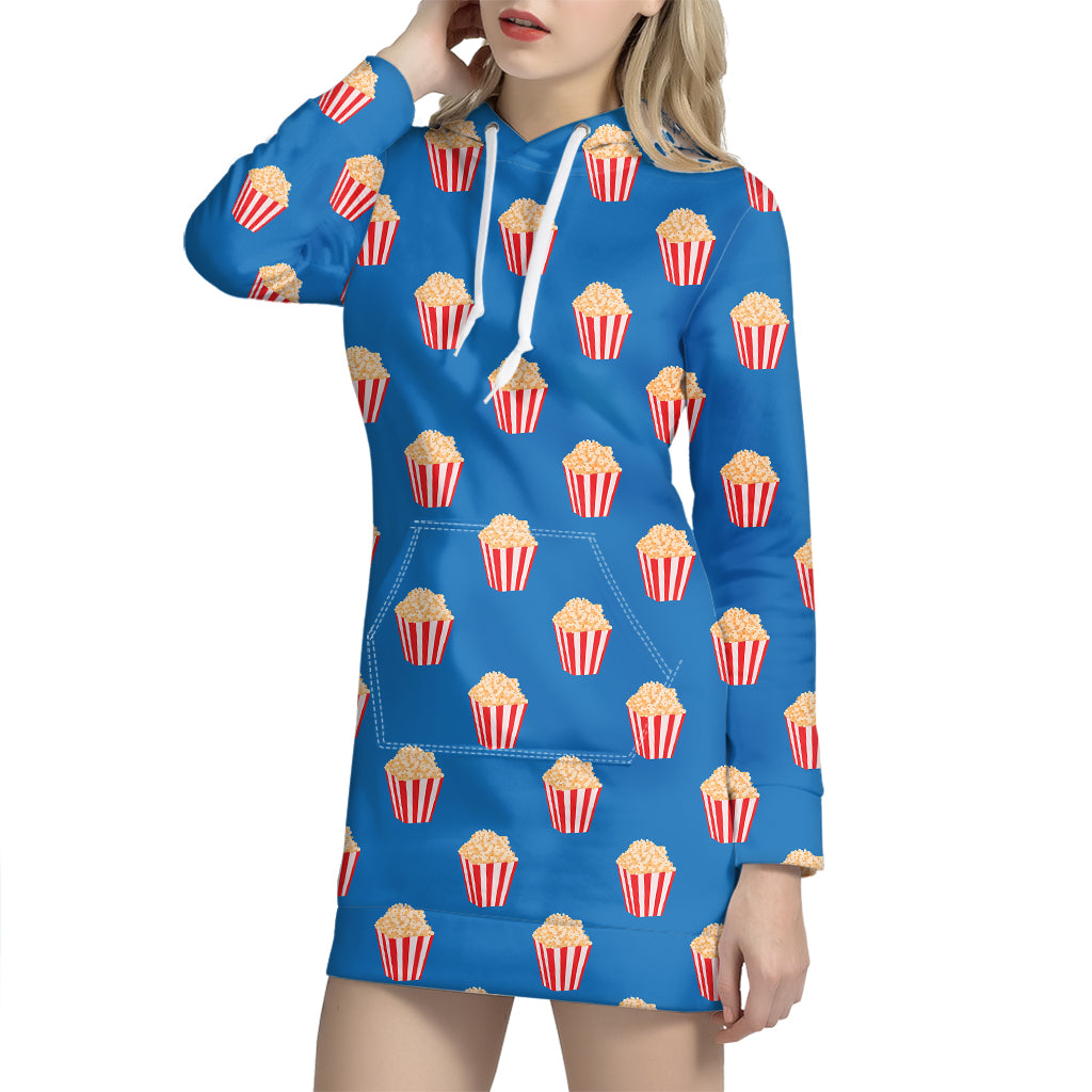 Popcorn Box Pattern Print Hoodie Dress