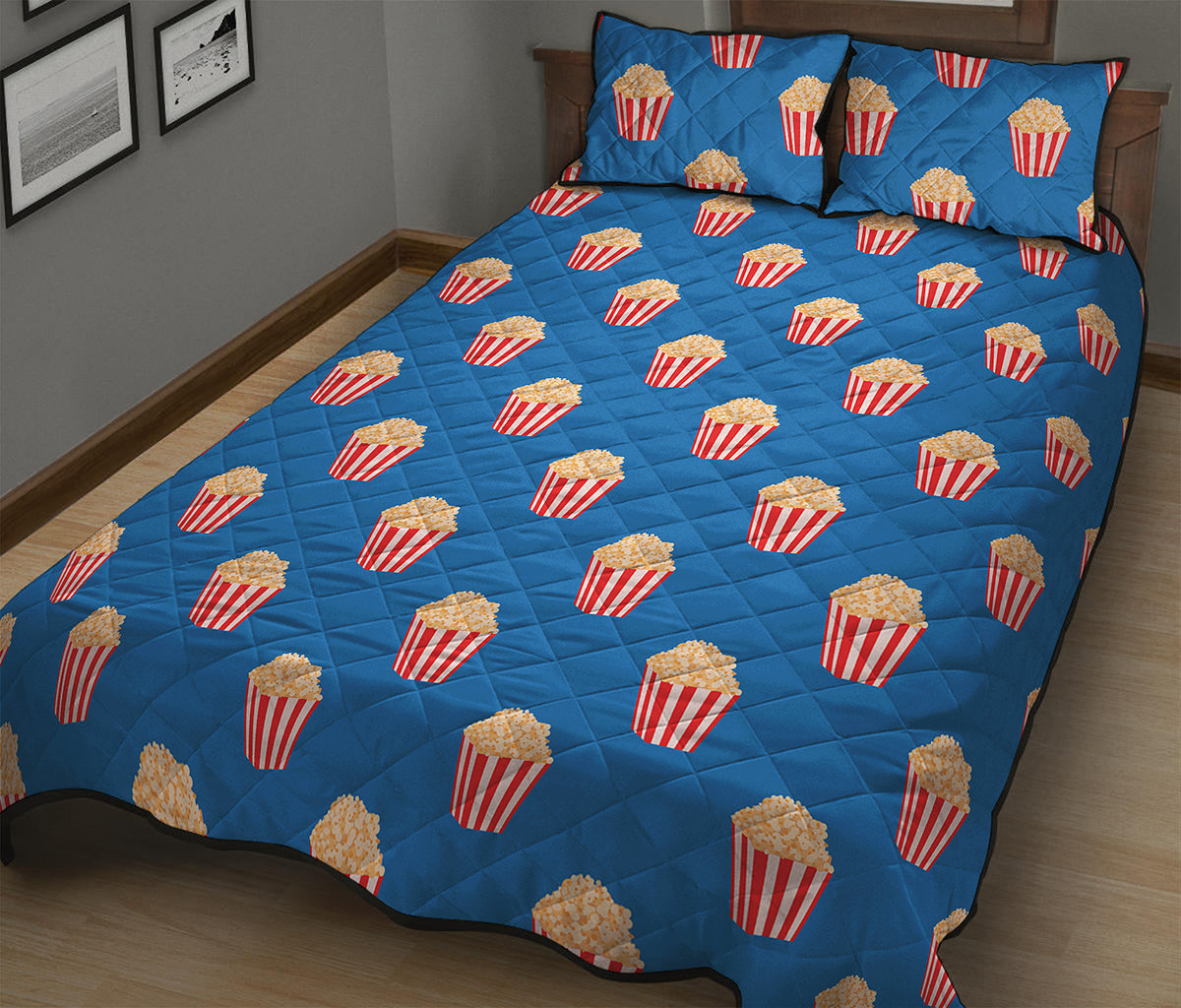 Popcorn Box Pattern Print Quilt Bed Set