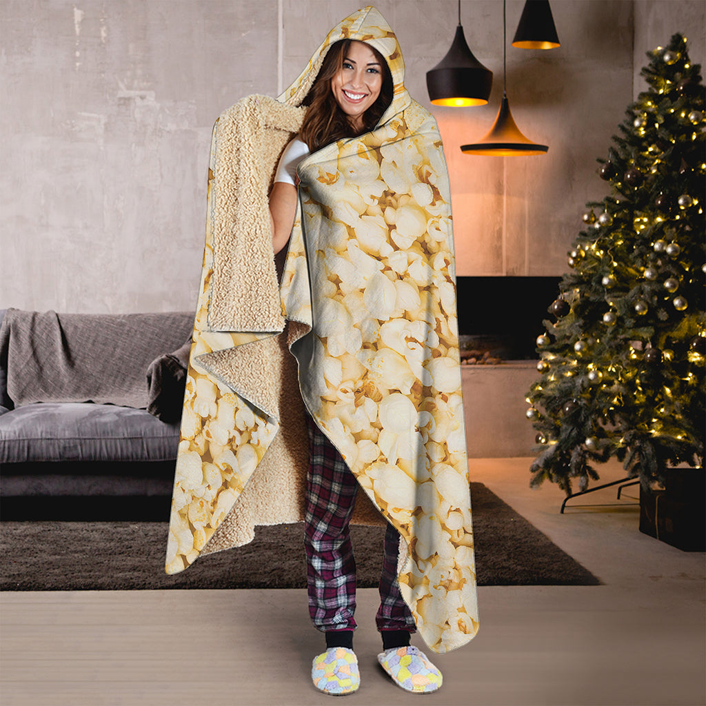 Popcorn Print Hooded Blanket