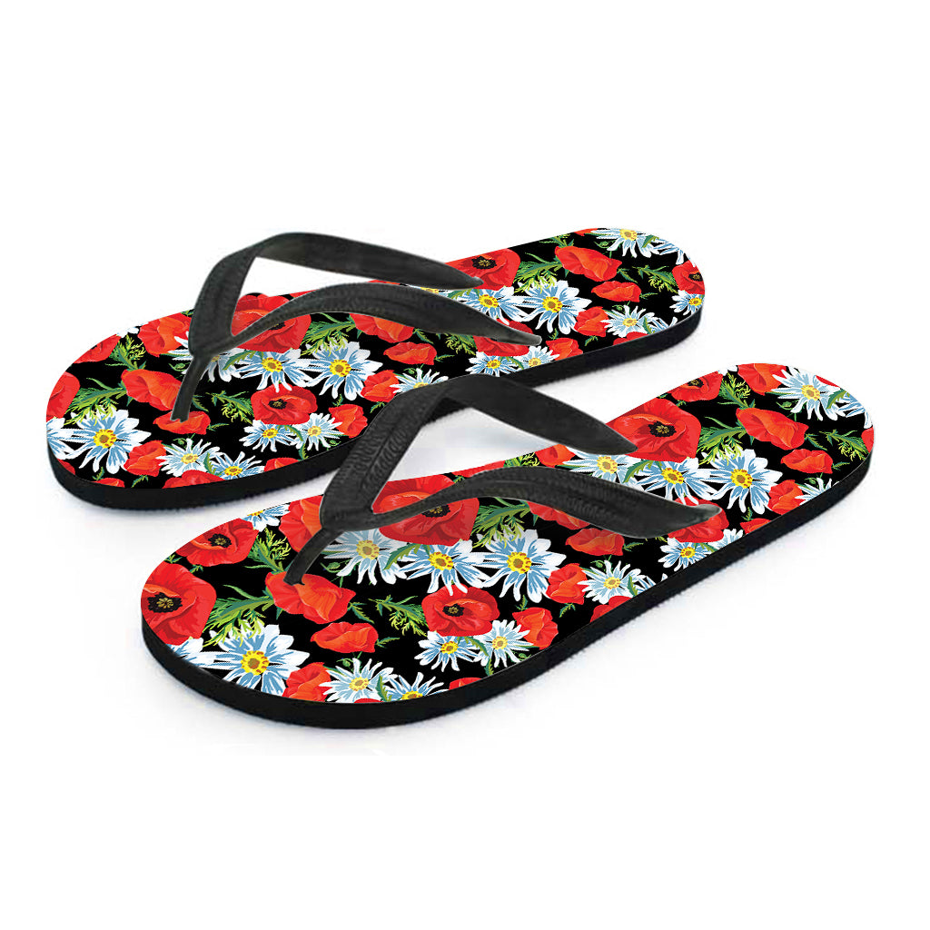 Poppy And Chamomile Pattern Print Flip Flops