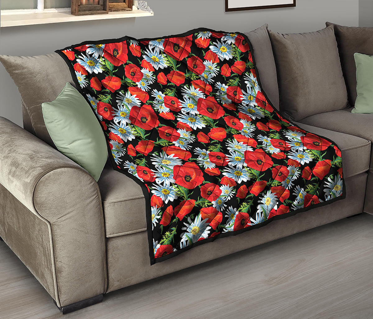 Poppy And Chamomile Pattern Print Quilt