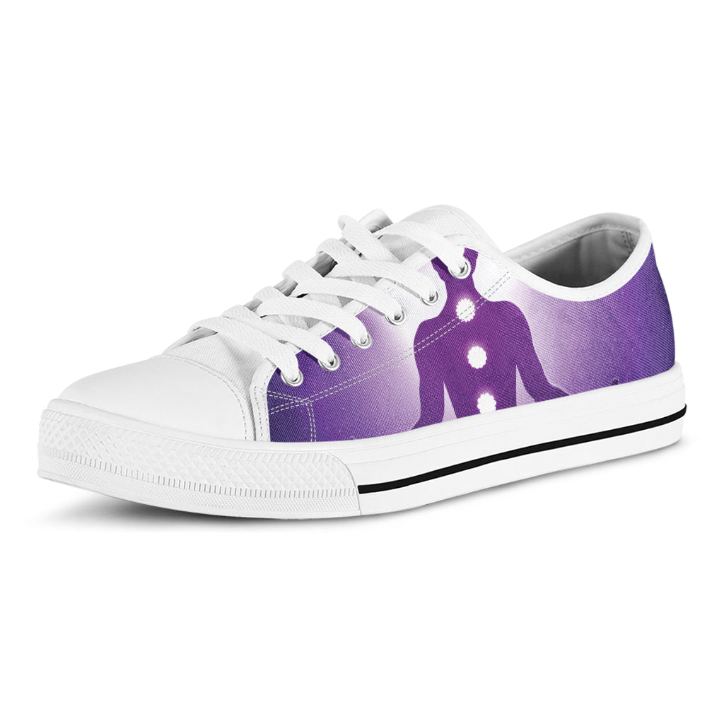 Power Of Seven Chakras Print White Low Top Shoes