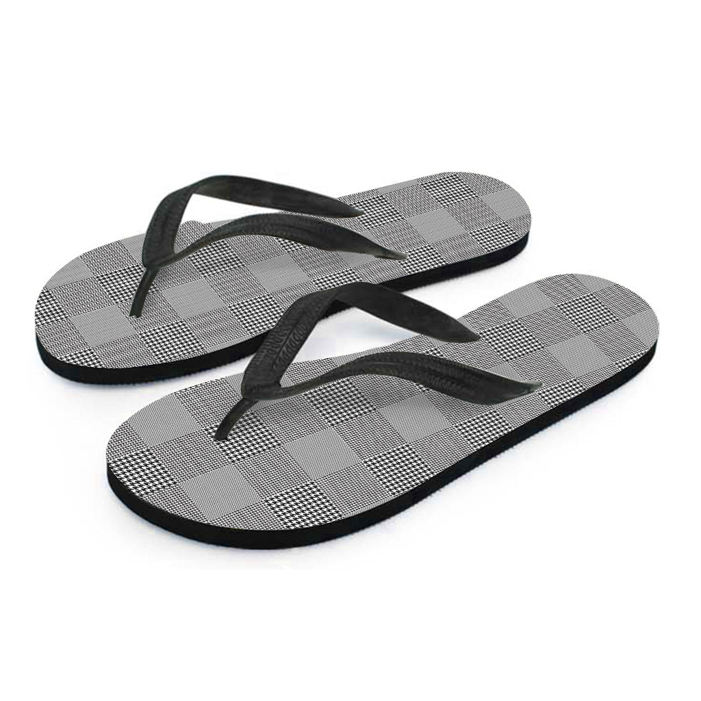 Prince of Wales Check Pattern Print Flip Flops