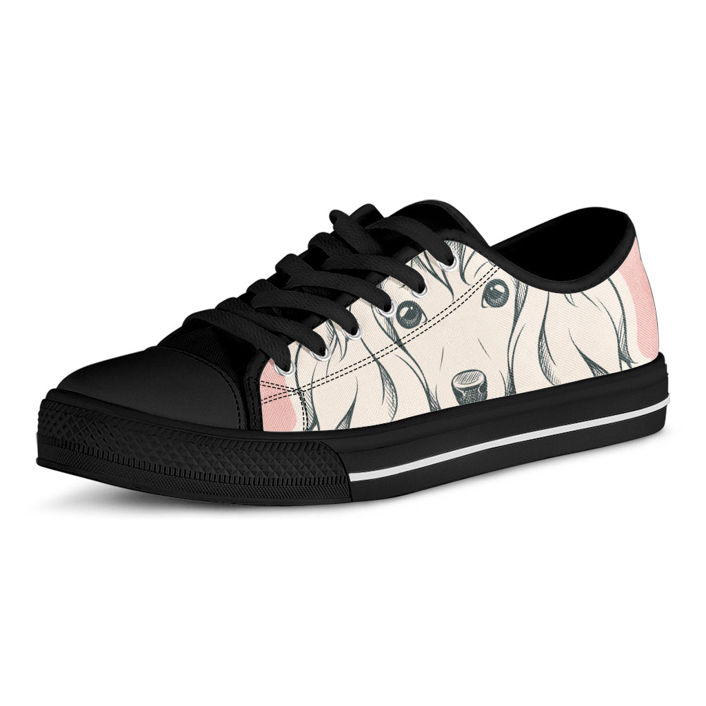 Princess Poodle Print Black Low Top Shoes