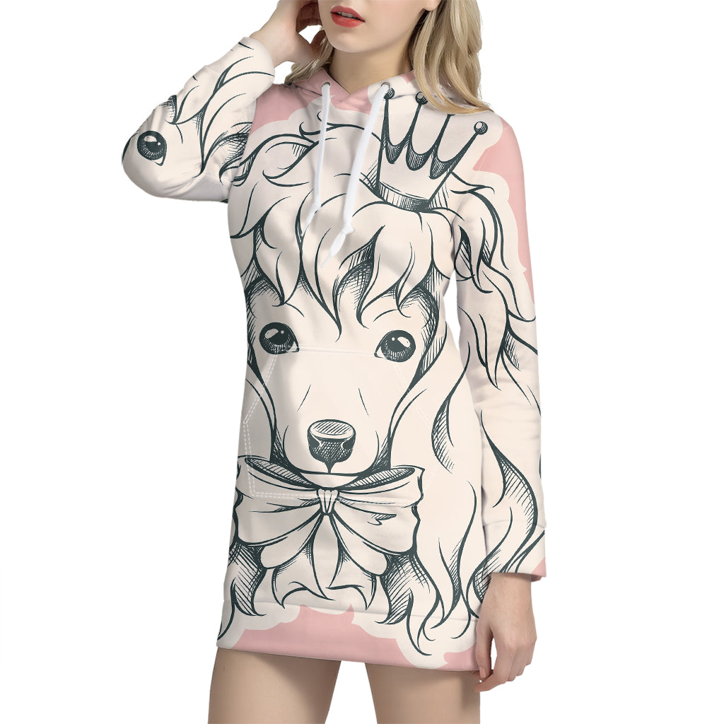 Princess Poodle Print Pullover Hoodie Dress