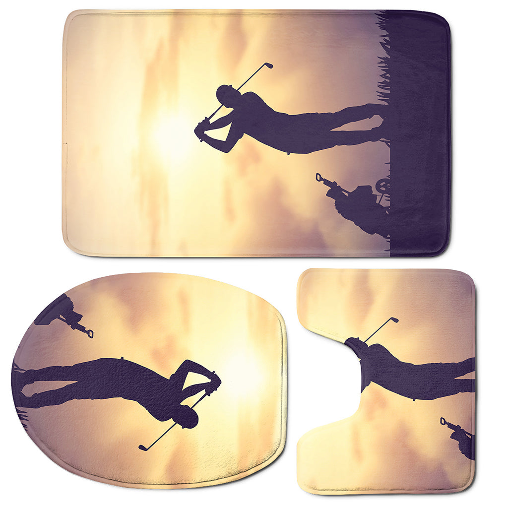 Pro Golf Swing Print 3 Piece Bath Mat Set