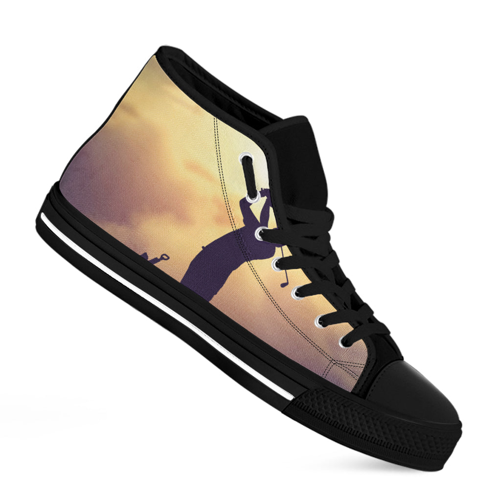 Pro Golf Swing Print Black High Top Shoes