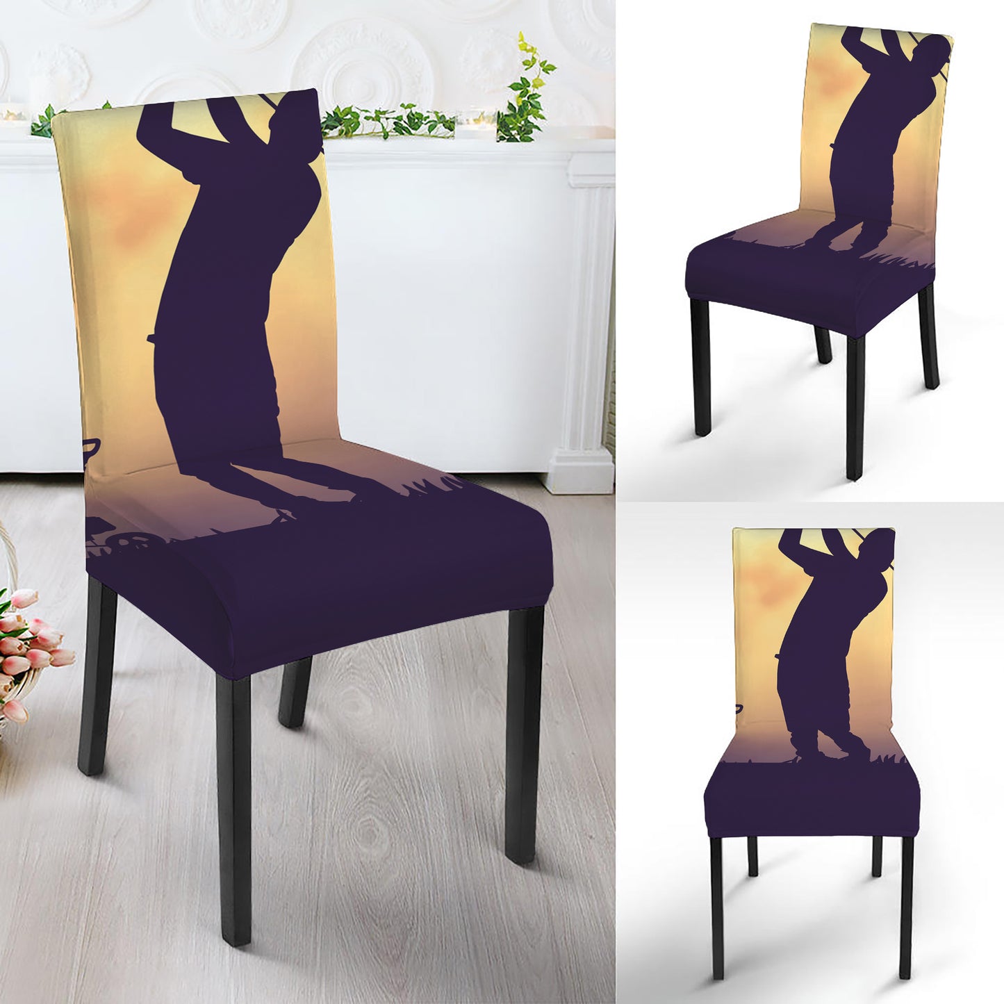 Pro Golf Swing Print Dining Chair Slipcover