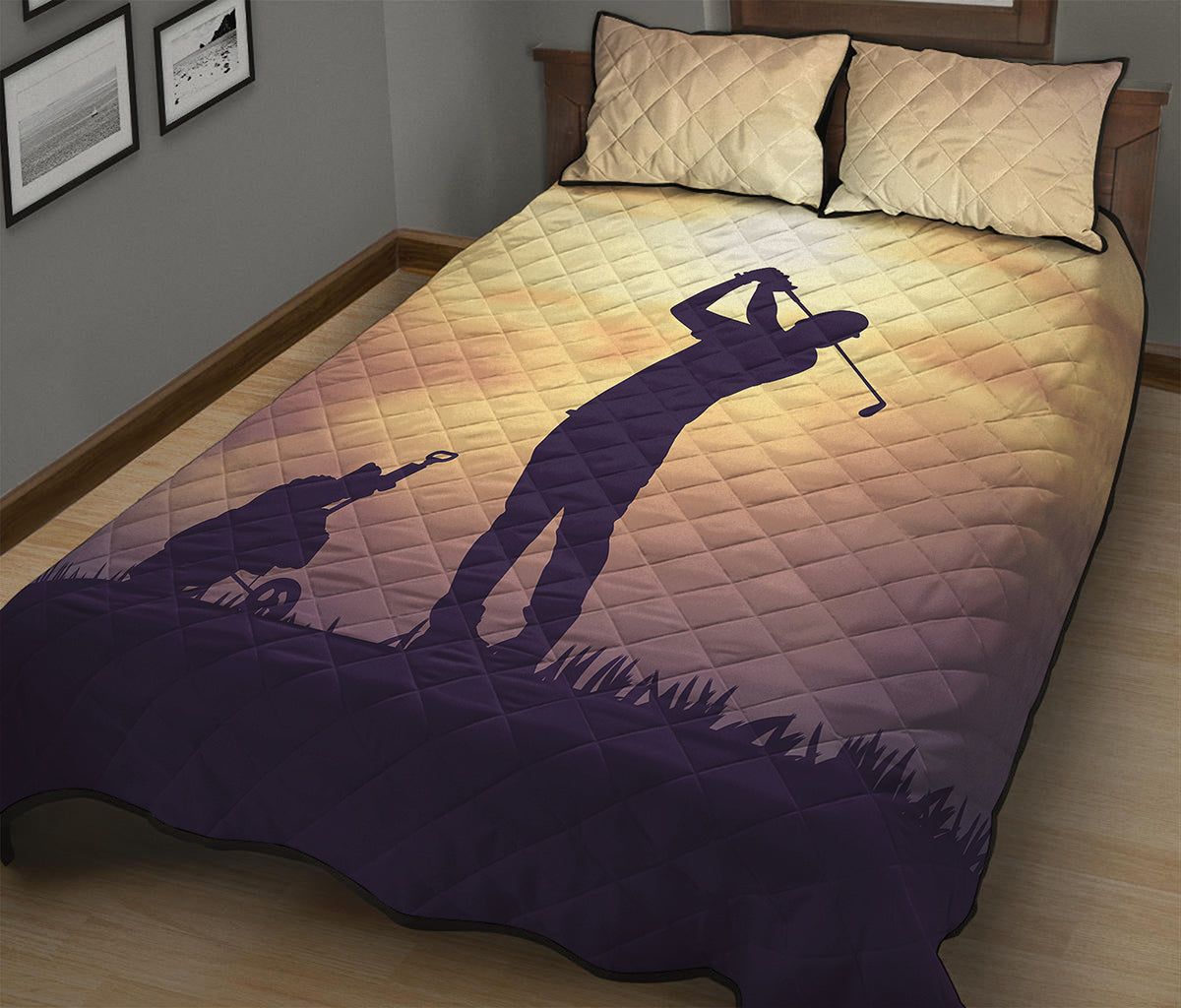 Pro Golf Swing Print Quilt Bed Set