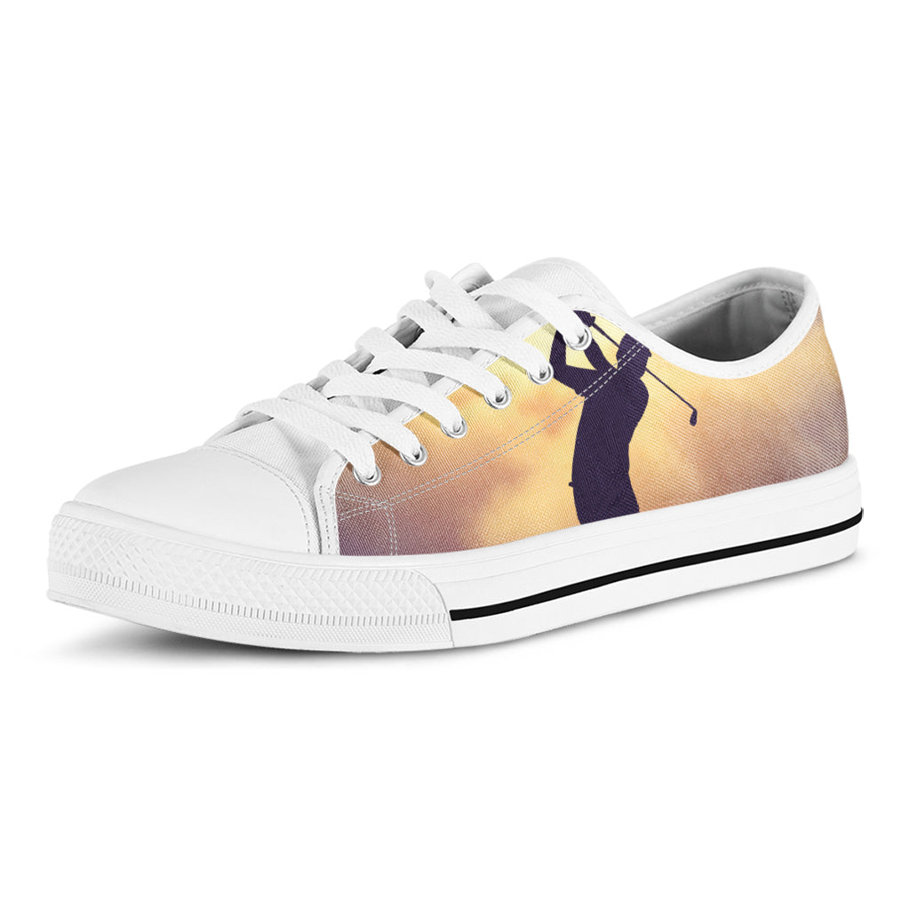 Pro Golf Swing Print White Low Top Shoes