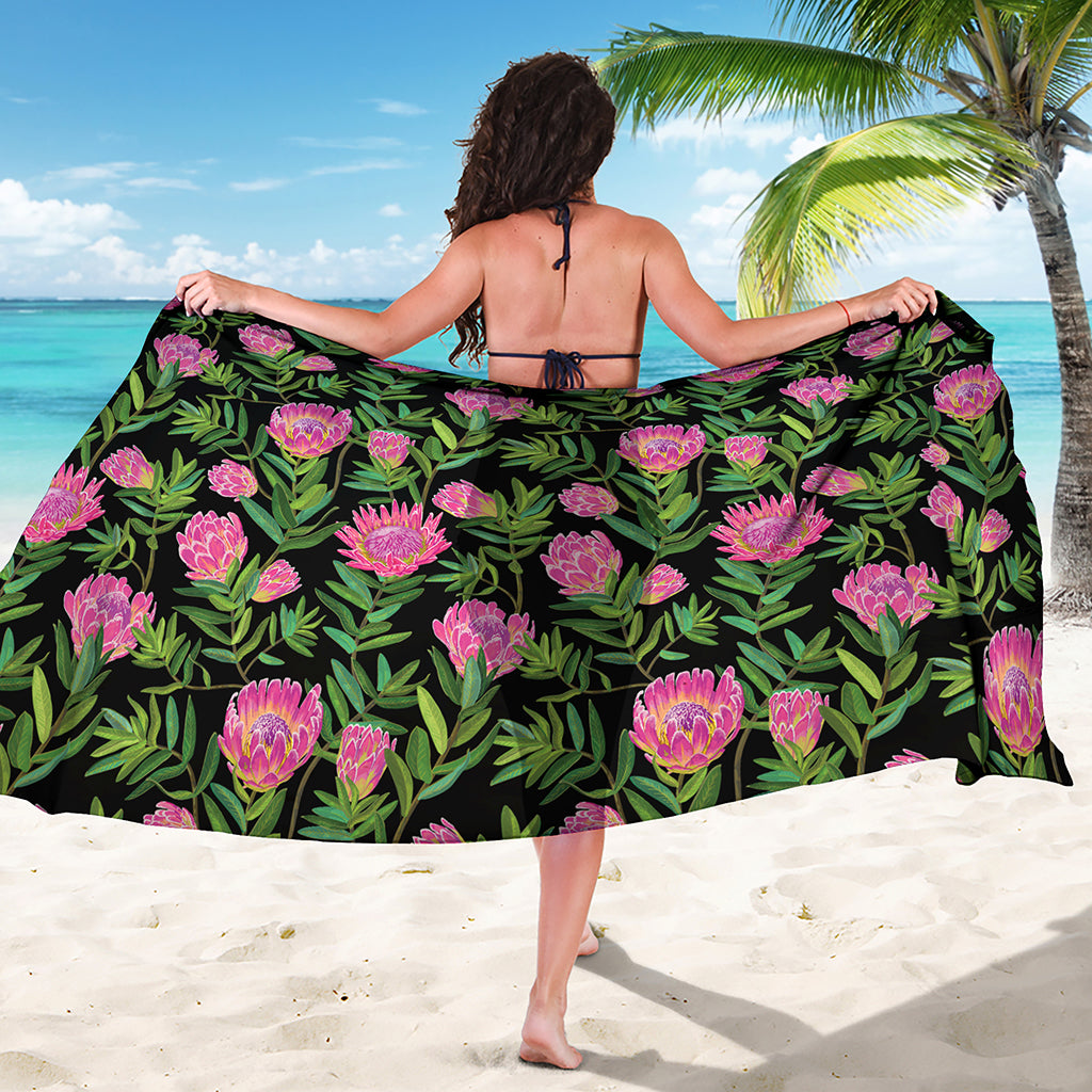 Protea Floral Pattern Print Beach Sarong Wrap