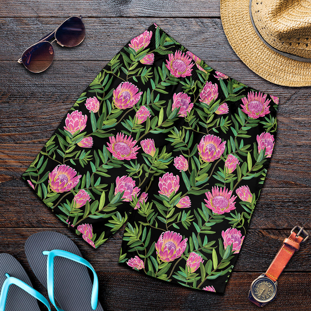 Protea Floral Pattern Print Men's Shorts