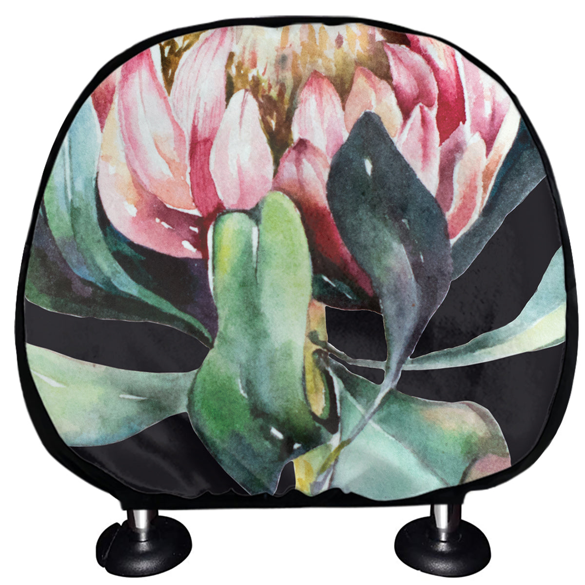 Protea Flower Print Car Headrest Covers