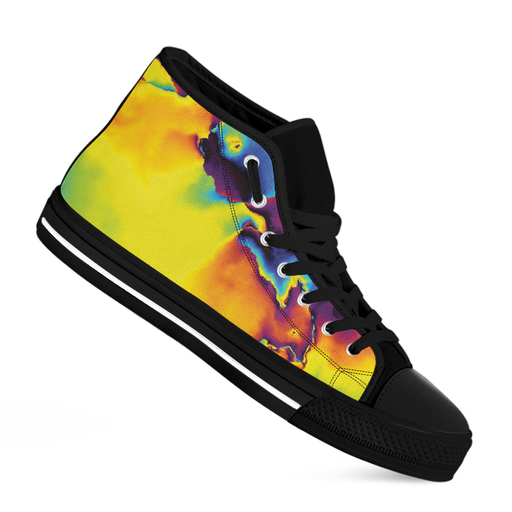 Psychedelic Acid Print Black High Top Shoes
