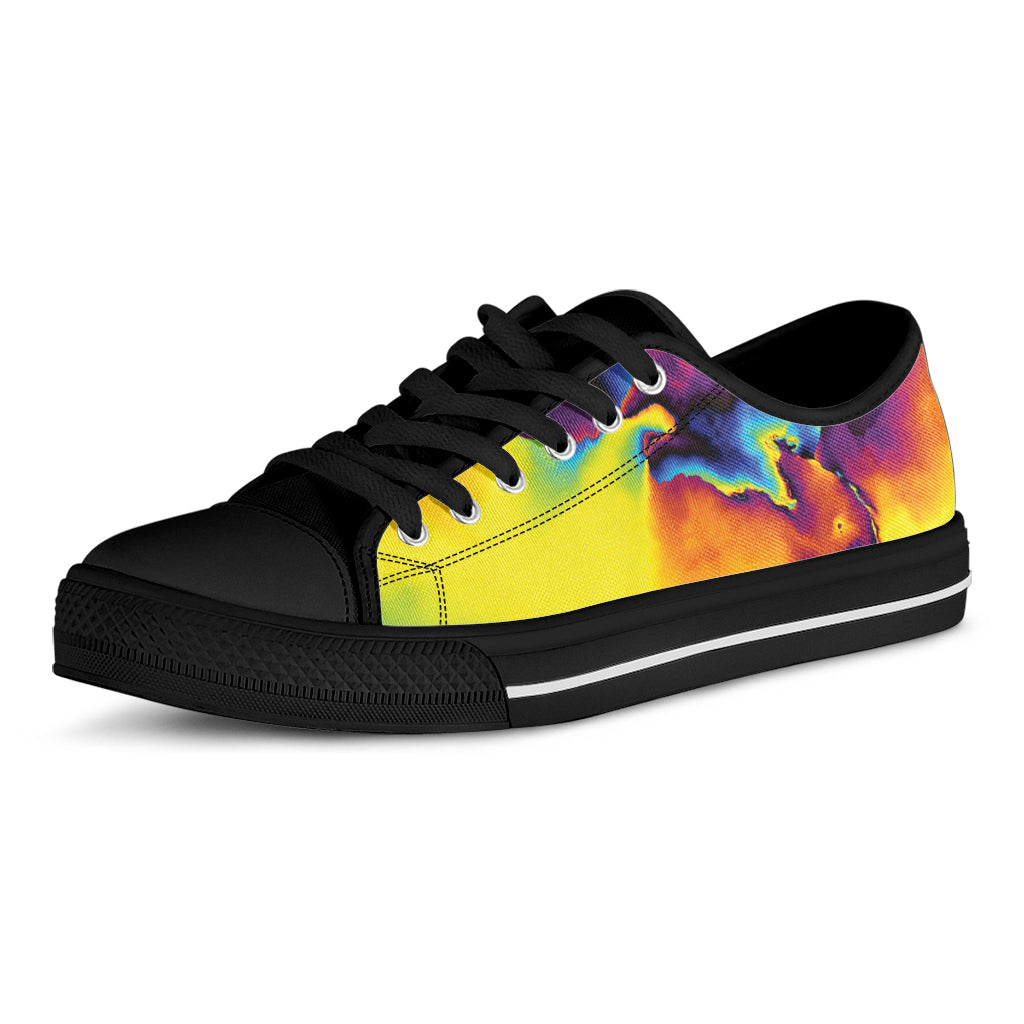 Psychedelic Acid Print Black Low Top Shoes