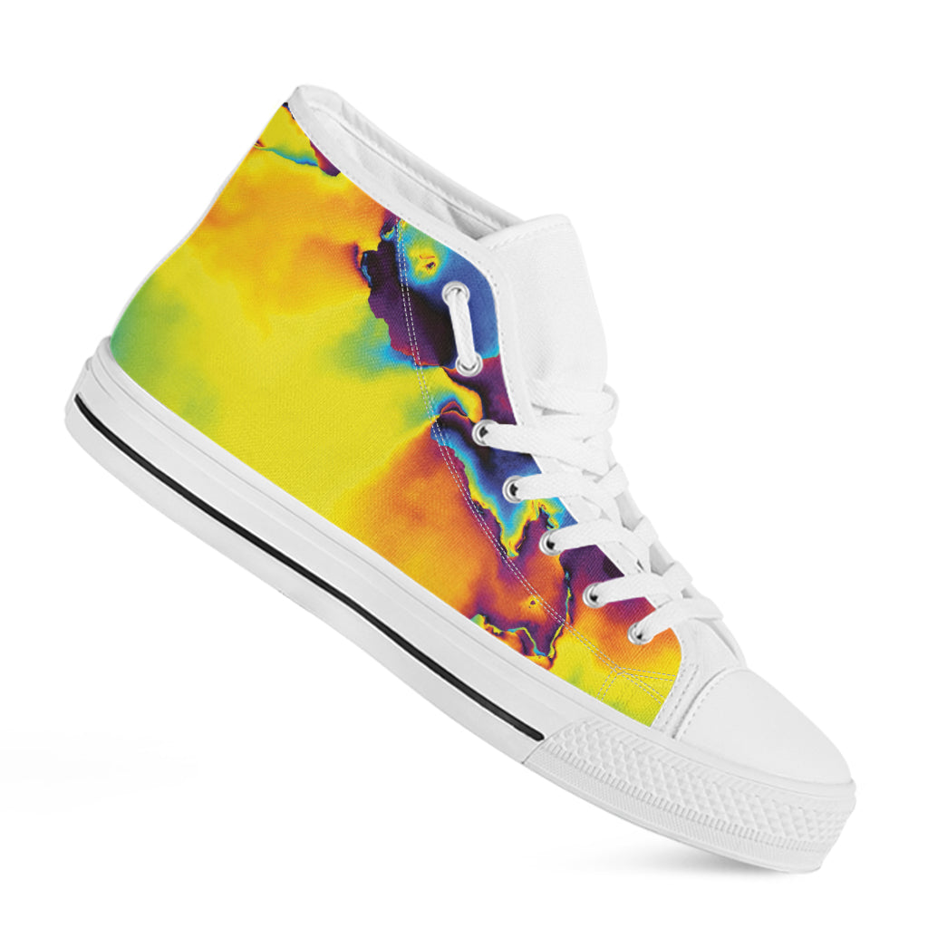 Psychedelic Acid Print White High Top Shoes