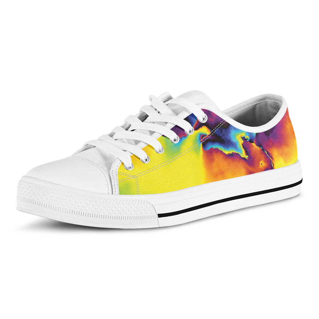 Psychedelic Acid Print White Low Top Shoes