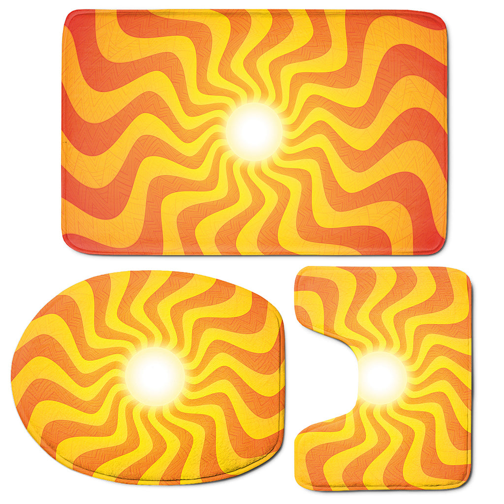 Psychedelic Burning Sun Print 3 Piece Bath Mat Set