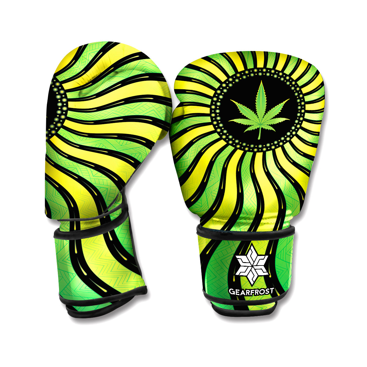 Psychedelic Cannabis Leaf Print Boxing Gloves