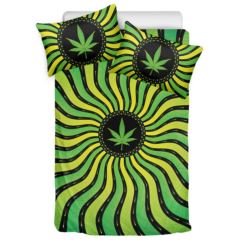 Psychedelic Cannabis Leaf Print Duvet Cover Bedding Set
