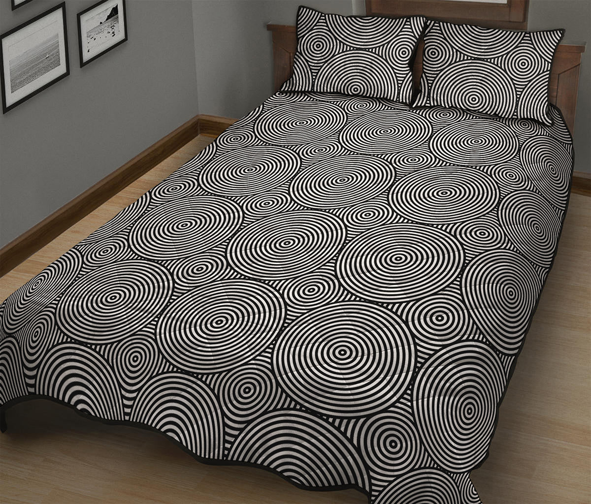 Psychedelic Circle Pattern Print Quilt Bed Set