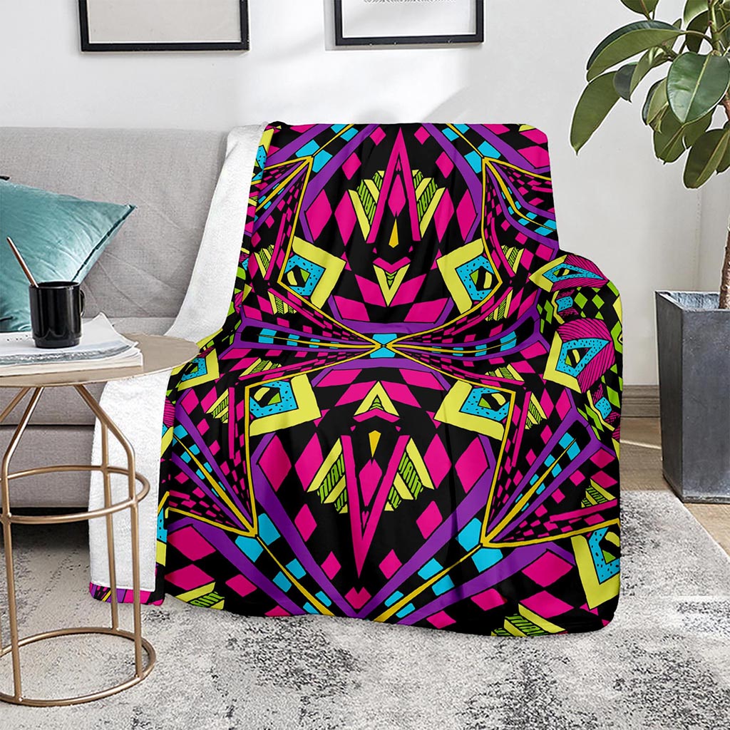 Psychedelic Ethnic Trippy Print Blanket