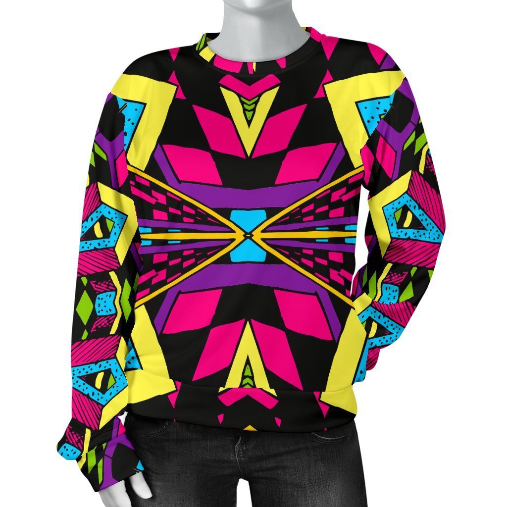 Psychedelic Ethnic Trippy Print Women's Crewneck Sweatshirt GearFrost