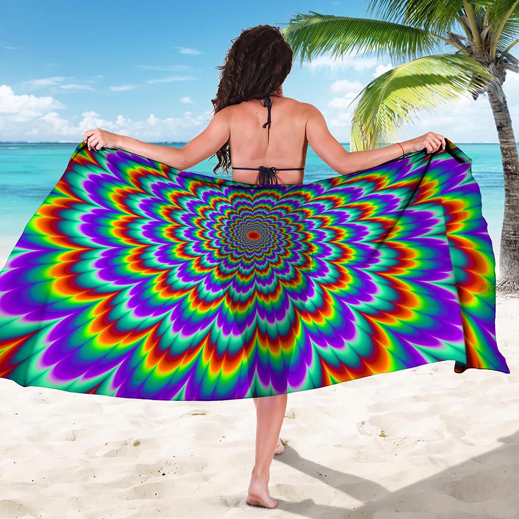 Psychedelic Expansion Optical Illusion Beach Sarong Wrap