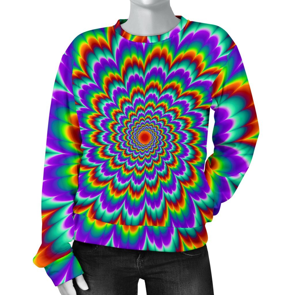 Psychedelic Expansion Optical Illusion Women's Crewneck Sweatshirt GearFrost