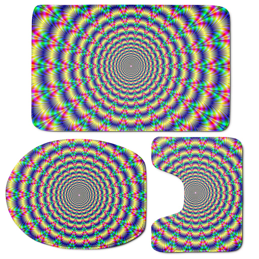 Psychedelic Explosion Optical Illusion 3 Piece Bath Mat Set