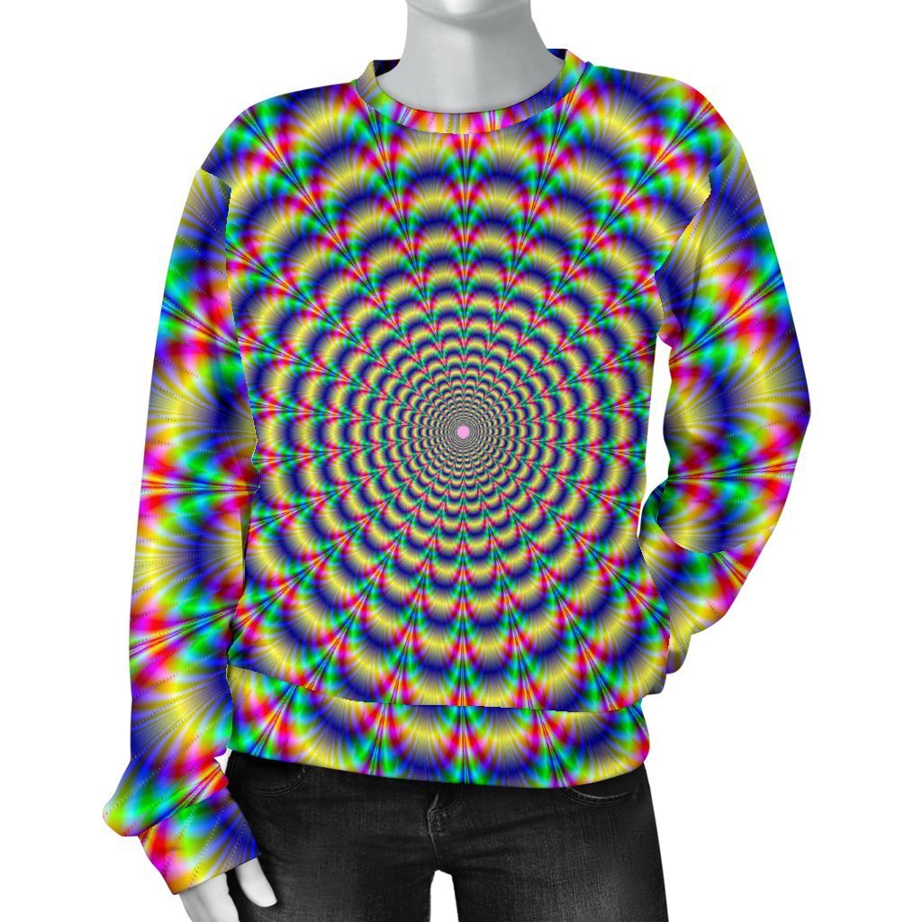 Psychedelic Explosion Optical Illusion Women's Crewneck Sweatshirt GearFrost
