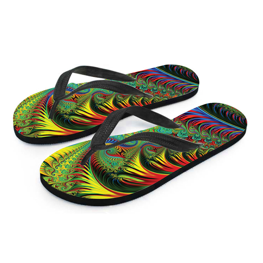Psychedelic Fractal Print Flip Flops