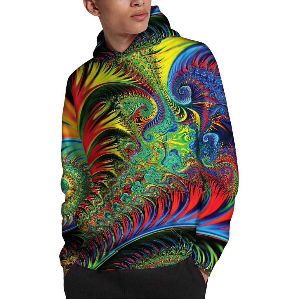 Psychedelic Fractal Print Pullover Hoodie