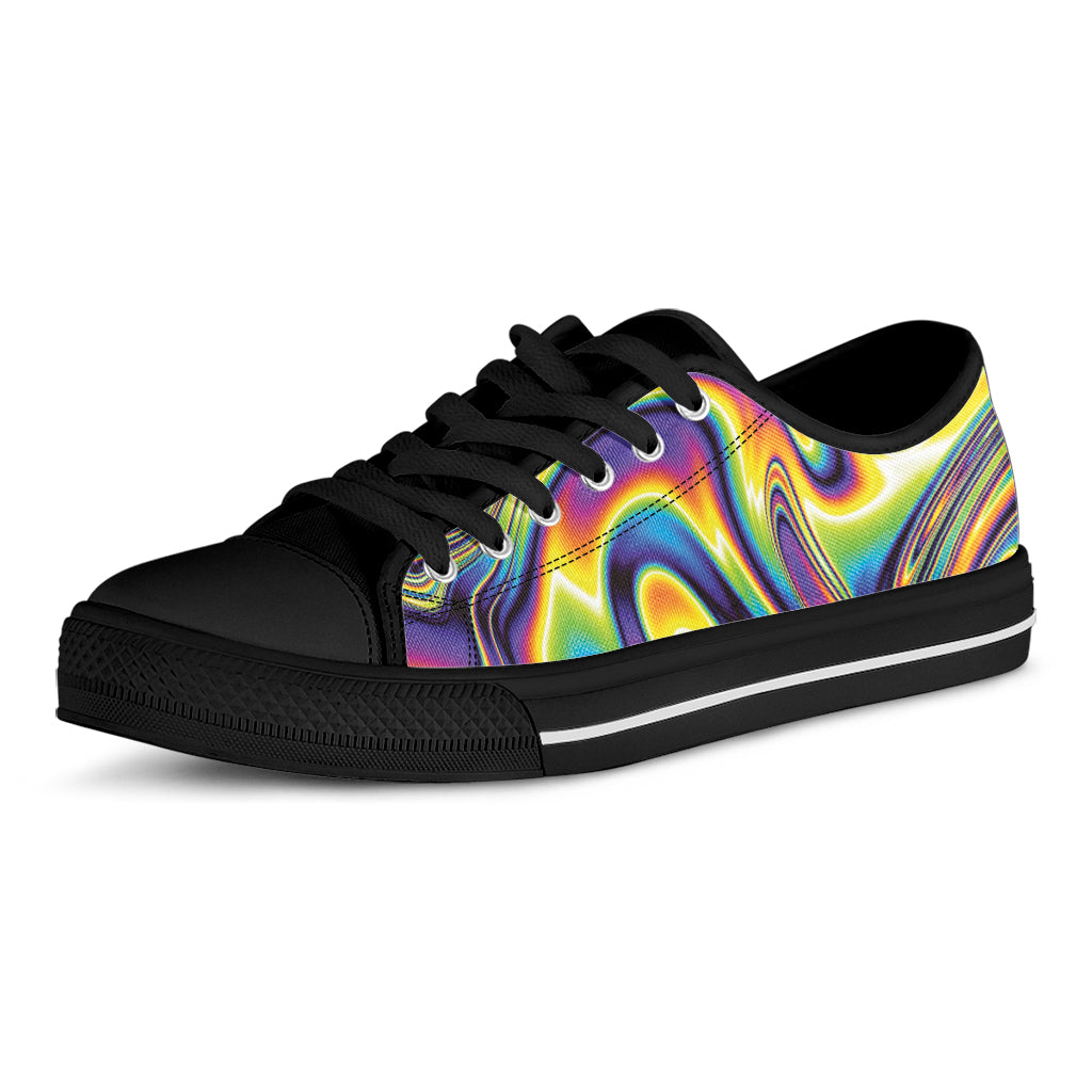 Psychedelic Gradient Print Black Low Top Shoes