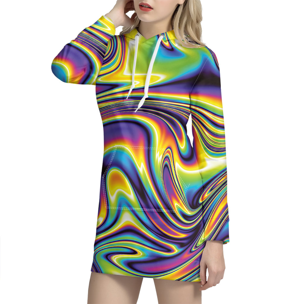 Psychedelic Gradient Print Hoodie Dress