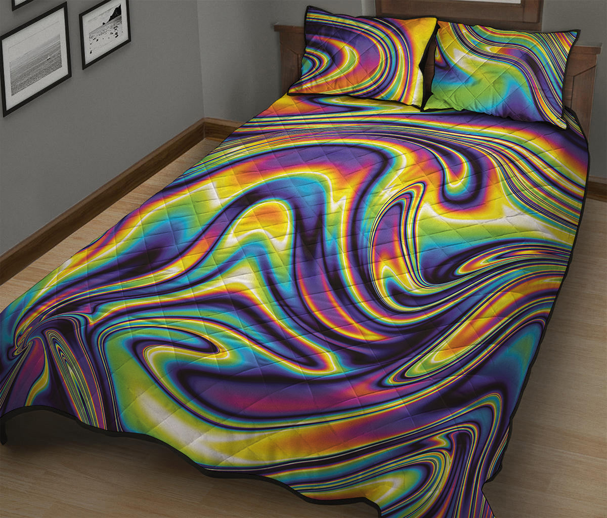 Psychedelic Gradient Print Quilt Bed Set
