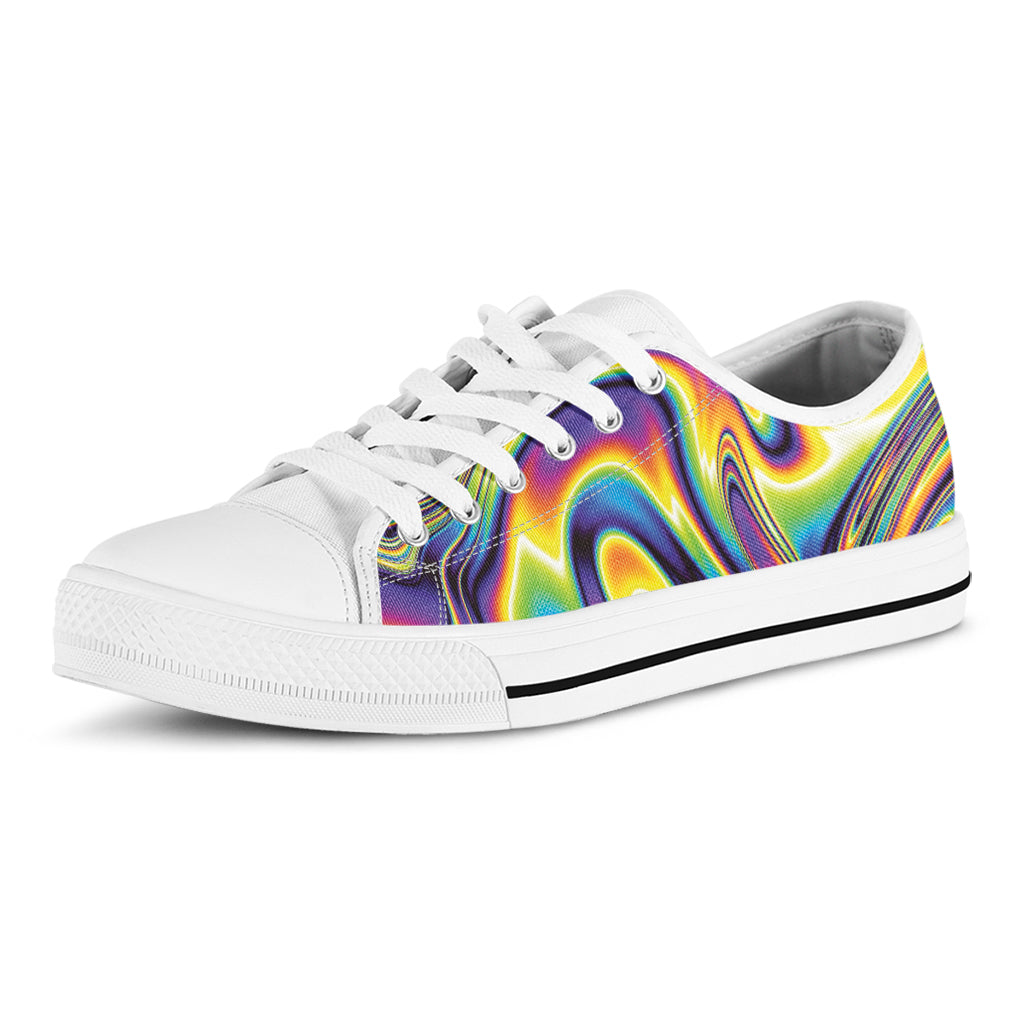 Psychedelic Gradient Print White Low Top Shoes