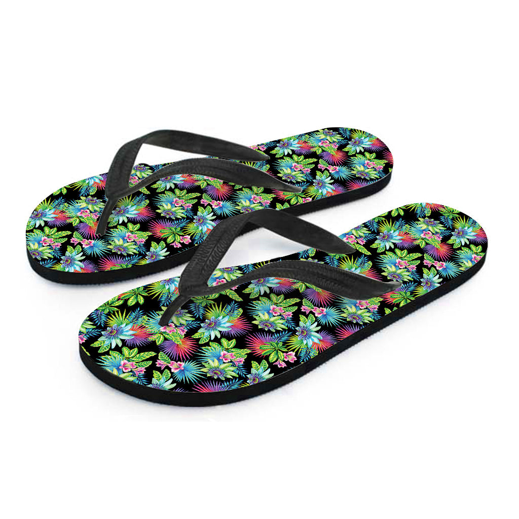 Psychedelic Hawaiian Flower Print Flip Flops