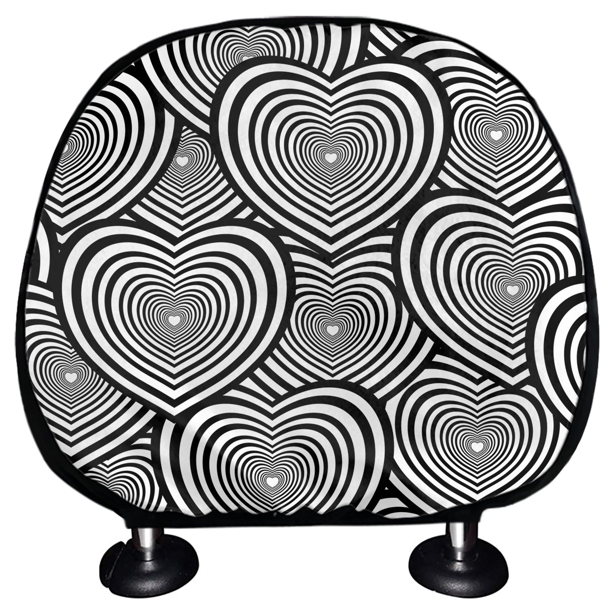 Psychedelic Heart Pattern Print Car Headrest Covers