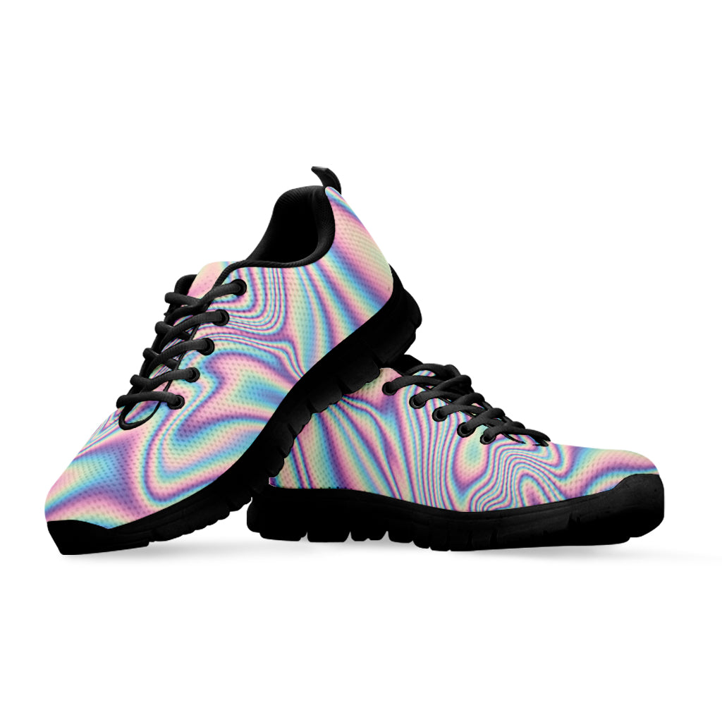 Psychedelic Holographic Print Black Sneakers