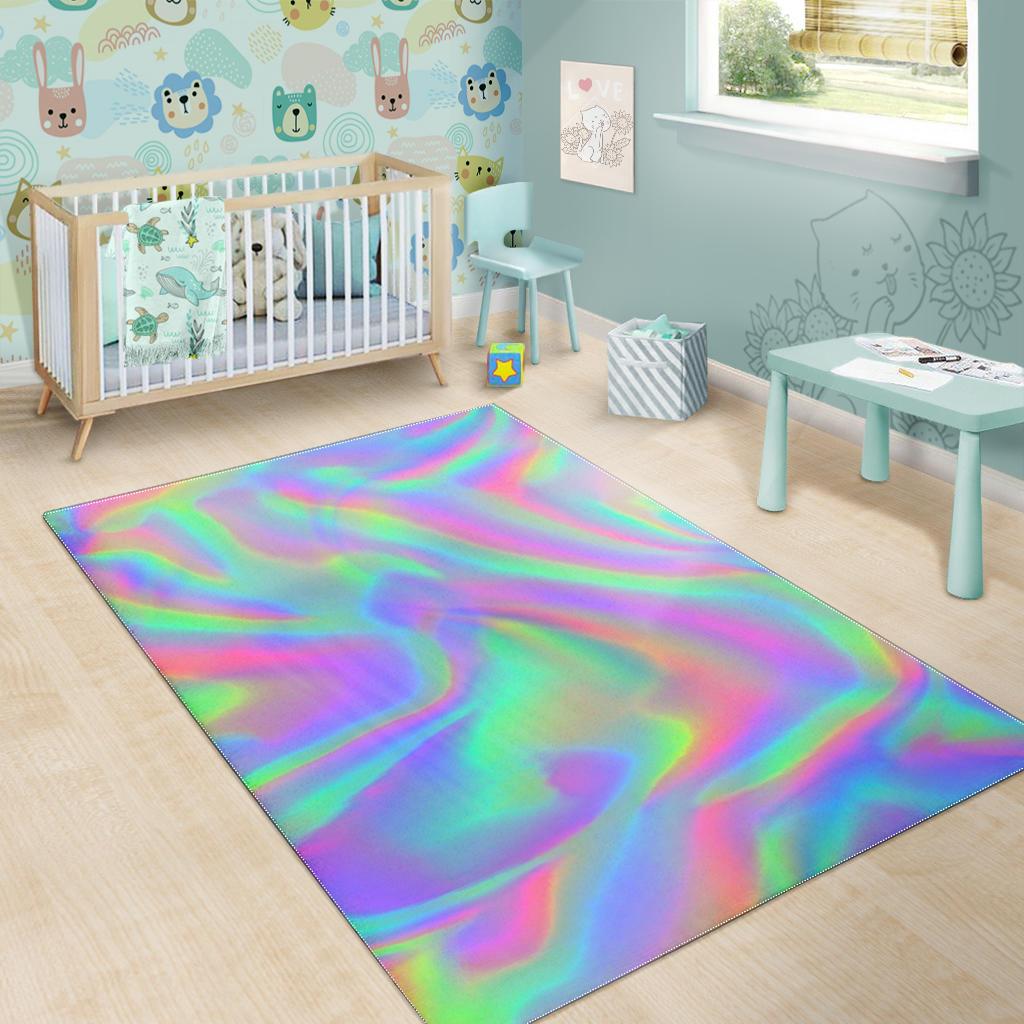 Psychedelic Holographic Trippy Print Area Rug GearFrost