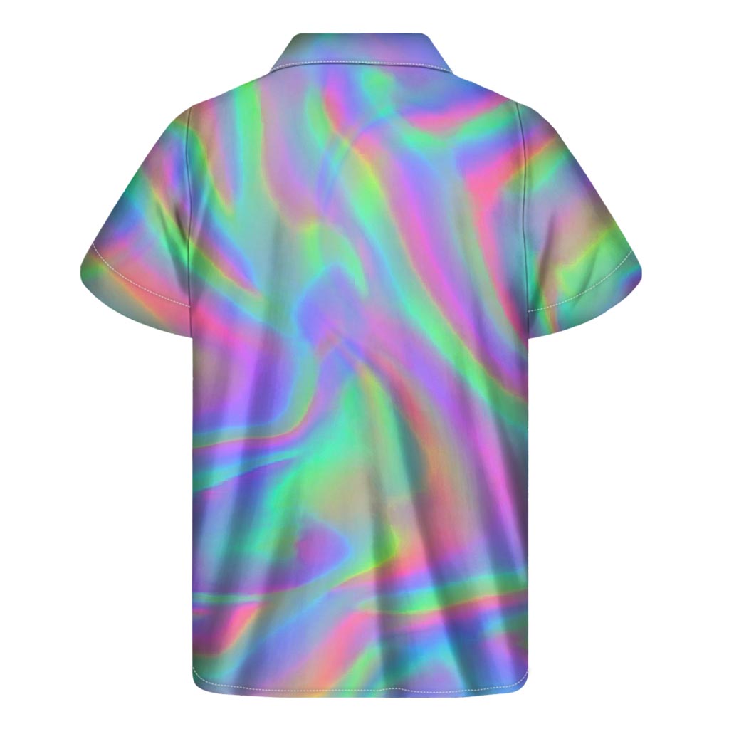 Psychedelic Holographic Trippy Print Men's Short Sleeve Shirt
